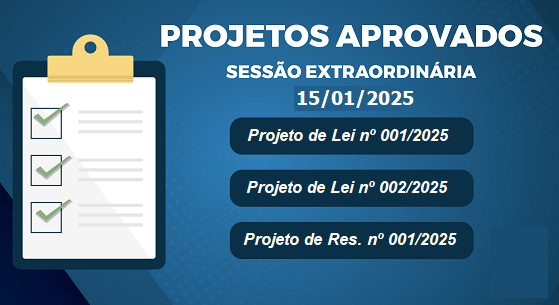 Câmara divulga relação de matérias aprovadas em sessão dia 15 de janeiro