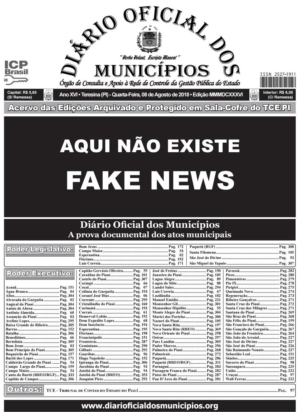 Normas jurídicas reajustando salários de servidores são publicadas no Diário Oficial